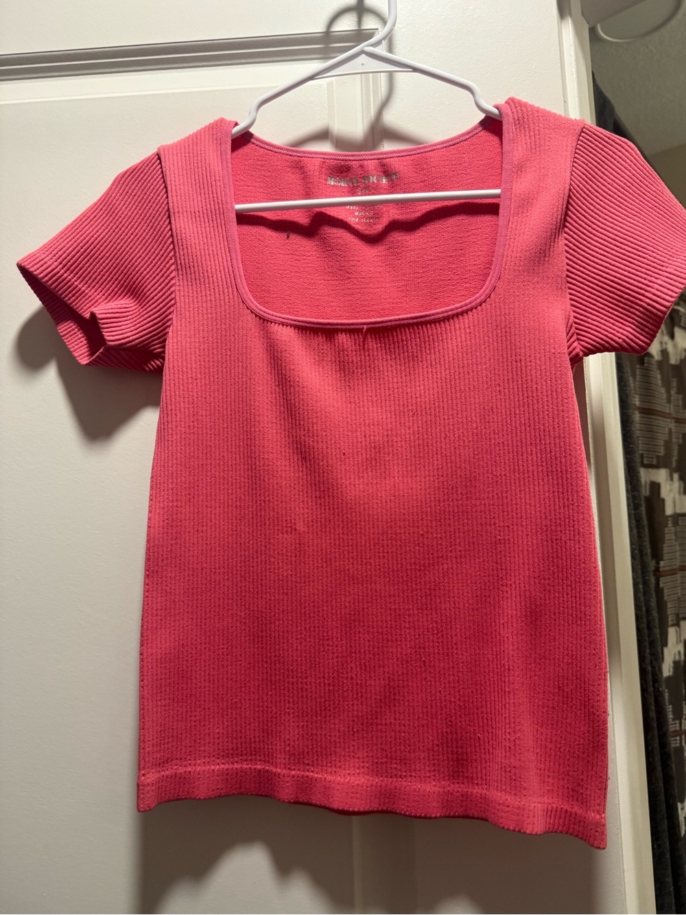 Women’s Square Neck Ribbed Top - Pink